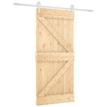 Puerta Corredera Con Herrajes Madera Maciza De Pino 95x210 Cm Vidaxl