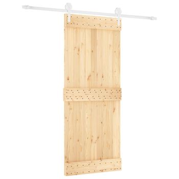 Puerta Corredera Con Herrajes Madera Maciza De Pino 85x210 Cm Vidaxl