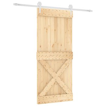 Puerta Corredera Con Herrajes Madera Maciza De Pino 90x210 Cm Vidaxl