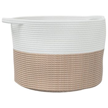 Cesta Para Ropa Sucia Algodón Marrón Y Blanco Ø55x36 Cm Vidaxl