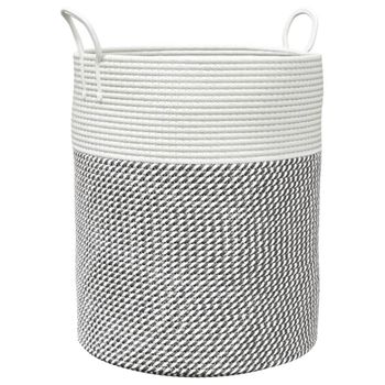 Cesta De Almacenaje Algodón Gris Y Blanco Ø38x46 Cm Vidaxl