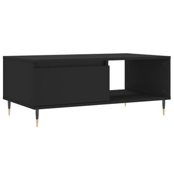 Mesa De Centro Madera Contrachapada Negro 90x50x36,5 Cm Vidaxl