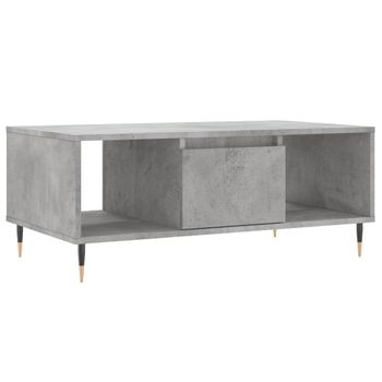 Mesa De Centro Madera Contrachapada Gris Hormigón 90x50x36,5 Cm Vidaxl