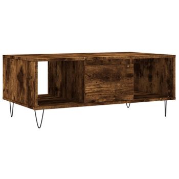 Mesa De Centro Madera Contrachapada Roble Ahumado 90x50x36,5 Cm Vidaxl