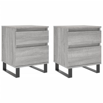 Mesita De Noche 2 Uds Madera Ingeniería Gris Sonoma 40x35x50 Cm Vidaxl