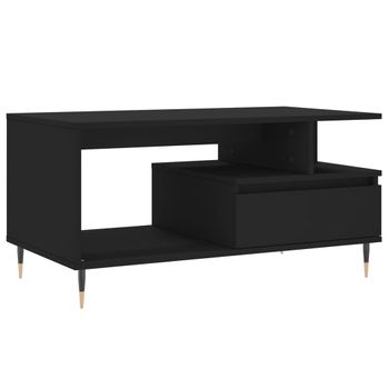 Mesa De Centro Madera Contrachapada Negro 90x49x45 Cm Vidaxl