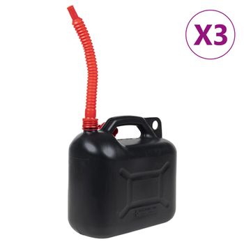 Bidón De Combustible Boquilla Flexible 3 Ud Plástico Negro 10 L Vidaxl