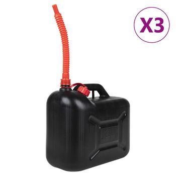 Bidón De Combustible Boquilla Flexible 3 Ud Plástico Negro 20 L Vidaxl