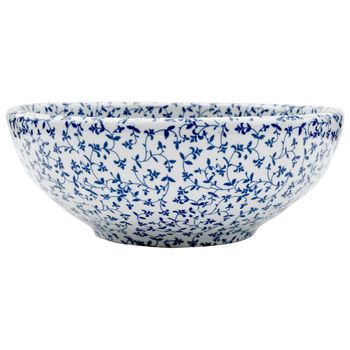 Lavabo Sobre Encimera Redondo Cerámica Blanco Y Azul Φ41x14 Cm Vidaxl