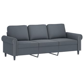 Sofá De 3 Plazas Terciopelo Gris Oscuro 180 Cm Vidaxl