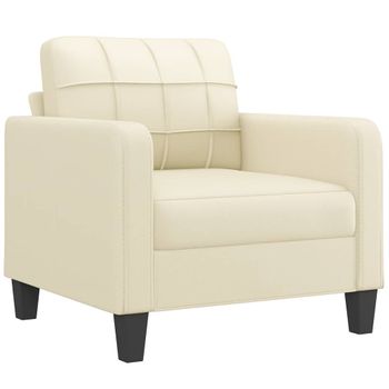 Sillón Cuero Sintético Crema 60 Cm Vidaxl