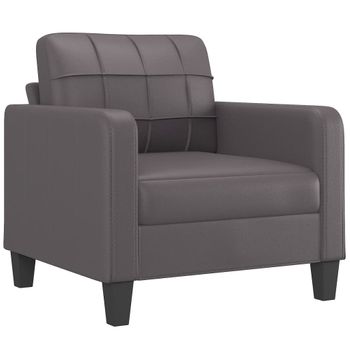 Sillón Cuero Sintético Gris 60 Cm Vidaxl