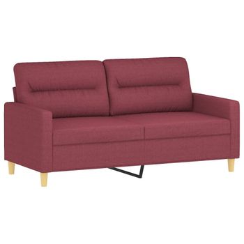 Sofá De 2 Plazas De Tela Rojo Tinto 140 Cm Vidaxl