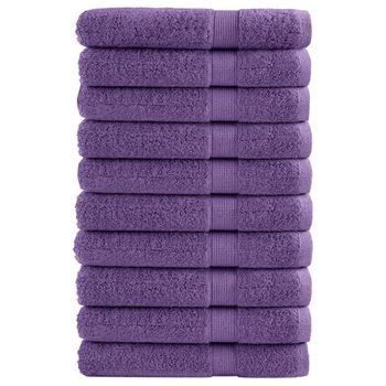 Toallas De Sauna 10 Uds 100% Algodón Morado 80x200 Cm 600 Gsm Vidaxl