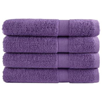 Toallas Premium 4 Uds 100% Algodón Morado 100x200 Cm 600 Gsm Vidaxl