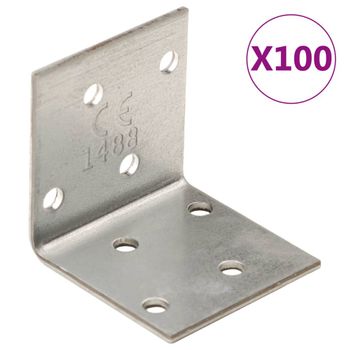 Escuadra Angular 100 Uds Acero Galvanizado 2 Mm 40x40x40 Mm Vidaxl