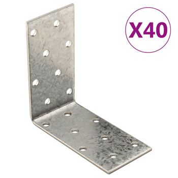 Escuadra Angular 40 Uds Acero Galvanizado 2 Mm 80x40x80 Mm Vidaxl