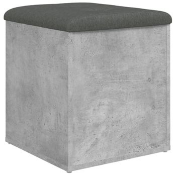 Banco Con Almacenaje Madera Ingeniería Gris Hormigón 42x42x45cm Vidaxl