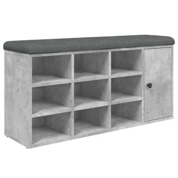 Banco Zapatero Madera De Ingeniería Gris Hormigón 102x32x50 Cm Vidaxl