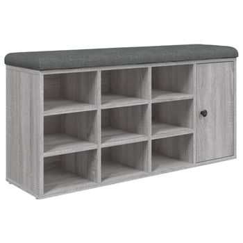 Banco Zapatero Madera De Ingeniería Gris Sonoma 102x32x50 Cm Vidaxl