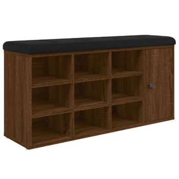 Banco Zapatero Madera De Ingeniería Marrón Roble 102x32x50 Cm Vidaxl