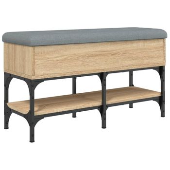 Banco Zapatero Madera De Ingeniería Roble Sonoma 82x32x45 Cm Vidaxl