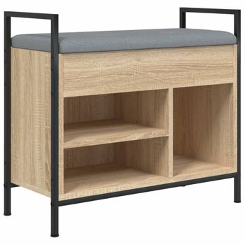 Banco Zapatero Madera De Ingeniería Roble Sonoma 65,5x32x57,5cm Vidaxl