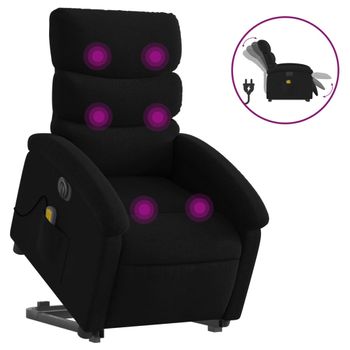 Sillón De Masaje Eléctrico Reclinable Elevable Tela Negro Vidaxl