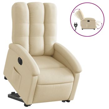 Sillón Eléctrico Reclinable Elevable De Tela Color Crema Vidaxl