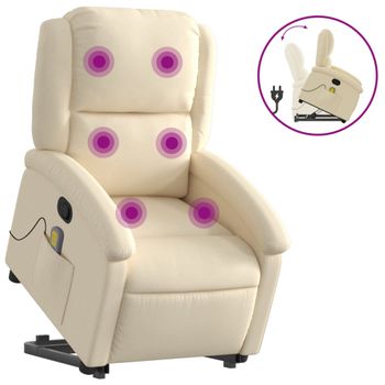 Silla De Masaje Reclinable De Pie De Tela Color Crema Vidaxl