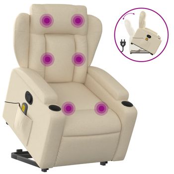 Silla De Masaje Reclinable De Pie De Tela Color Crema Vidaxl