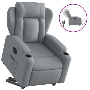 Sillón Eléctrico Reclinable Elevable De Tela Gris Claro Vidaxl