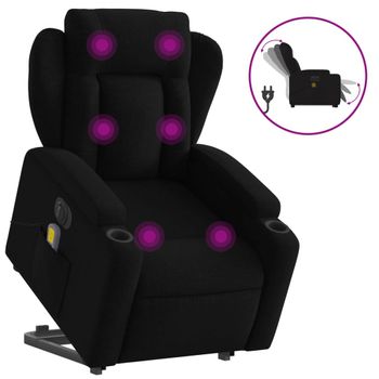 Sillón De Masaje Eléctrico Reclinable Elevable Tela Negro Vidaxl