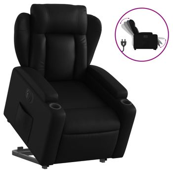 Sillón Reclinable Y Elevable Eléctrico Cuero Sintético Negro Vidaxl