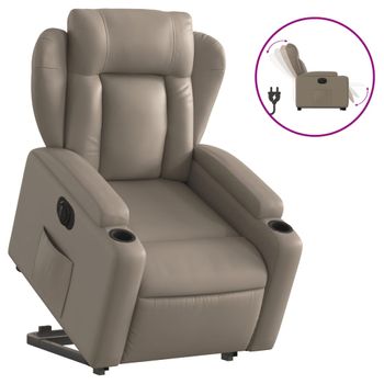 Sillón Elevable Eléctrico Cuero Artificial Capuchino Vidaxl