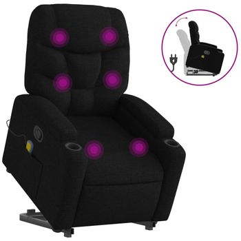 Sillón Reclinable De Masaje Elevable Tela Negro Vidaxl