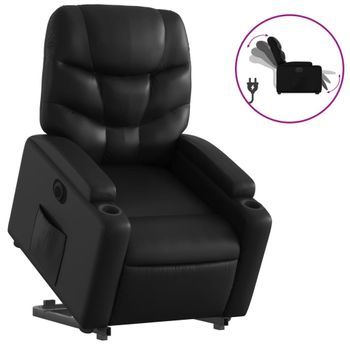 Sillón Reclinable Y Elevable Eléctrico Cuero Sintético Negro Vidaxl