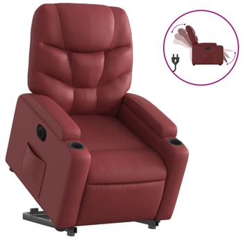 Sillón Elevable Eléctrico Cuero Artificial Rojo Tinto Vidaxl