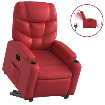 Sillón Elevable Eléctrico Cuero Artificial Rojo Vidaxl