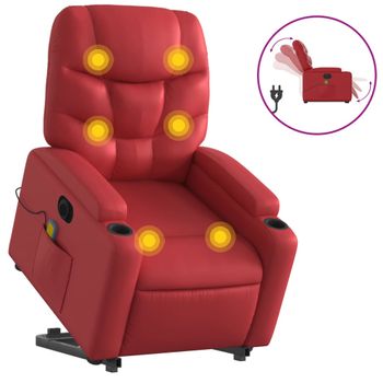 Sillón De Majaje Elevable Eléctrico Cuero Artificial Rojo Vidaxl