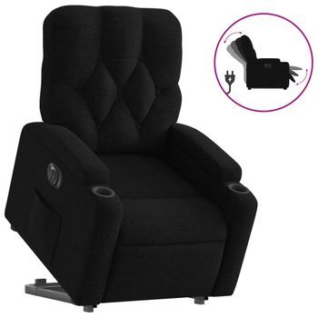 Sillón Eléctrico Reclinable Elevable De Tela Negro Vidaxl