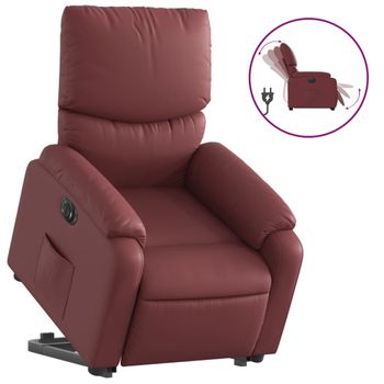 Sillón Elevable Eléctrico Cuero Artificial Rojo Tinto Vidaxl