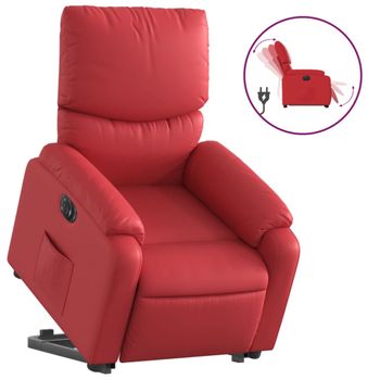 Sillón Elevable Eléctrico Cuero Artificial Rojo Vidaxl