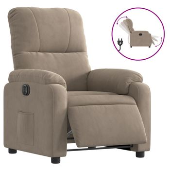 Sillón Reclinable Eléctrico Tela De Microfibra Gris Taupe Vidaxl