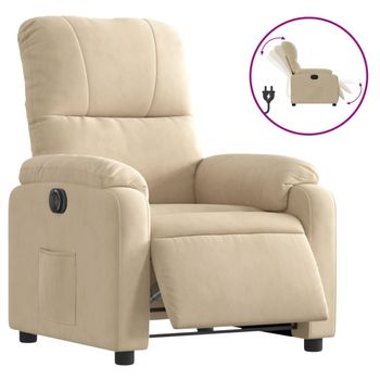 Sillón Reclinable Eléctrico Tela De Microfibra Color Crema Vidaxl