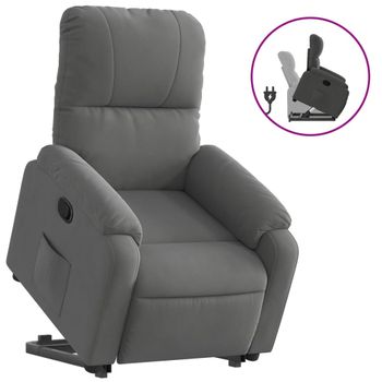 Sillón Reclinable Elevable Tela De Microfibra Gris Oscuro Vidaxl