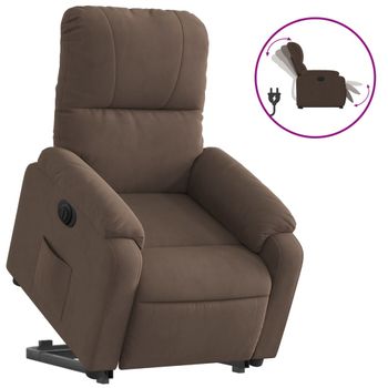 Sillón Eléctrico Reclinable Elevable Tela Microfibra Marrón Vidaxl