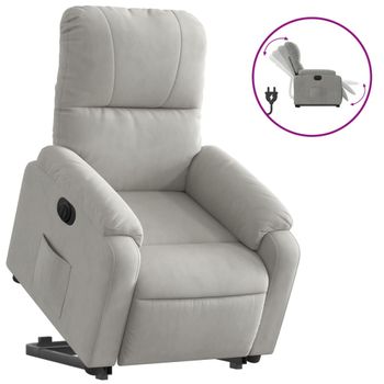 Sillón Eléctrico Reclinable Elevable Tela Microfibra Gris Claro Vidaxl