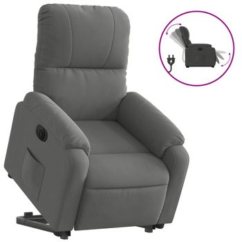 Sillón Eléctrico Reclinable Elevable Tela Microfibra Gris Vidaxl