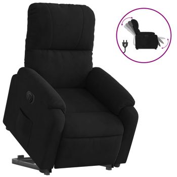 Sillón Eléctrico Reclinable Elevable Tela Microfibra Negro Vidaxl